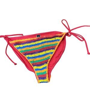 NWT South Beach London Rainbow Crochet  Bikini Bottoms Size 6